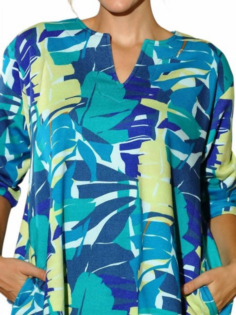 KikiSol Searenity Leaf French Terry Tunic Multi Large 3