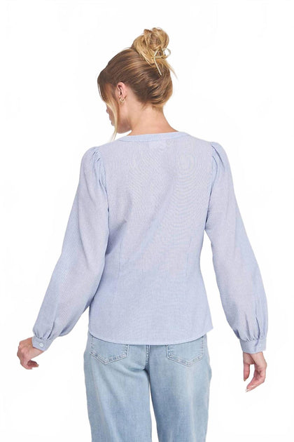 ALLIE ROSE Side Wrap Tie Button Up Blouse Blue Medium 3