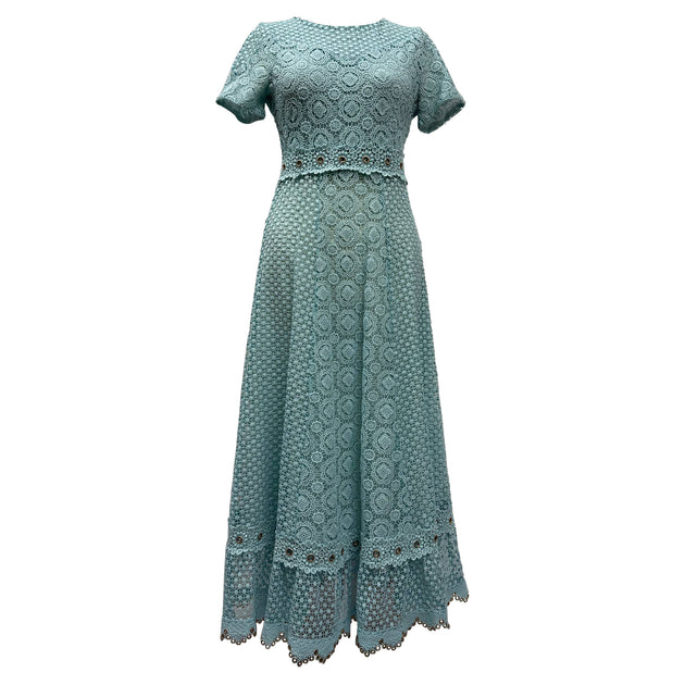 Maje Lace Maxi Dress in Turquoise Polyester Maje Lace Maxi Dress in Turquoise Polyester