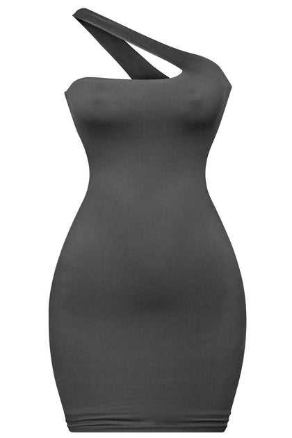 Tresser One Shoulder Mini Dress Black Medium 2