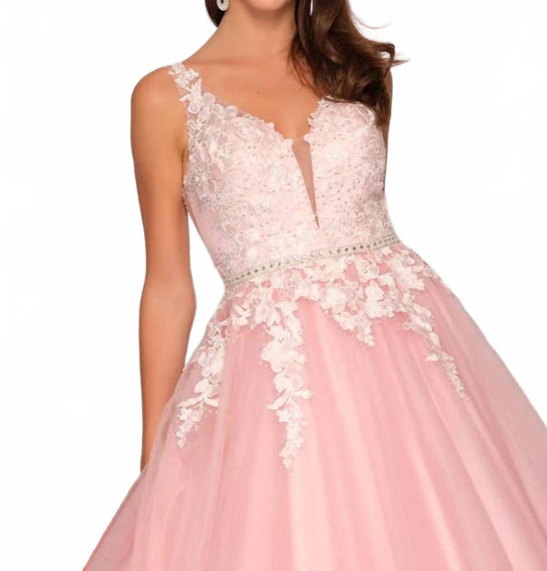 Robe de bal Dave & Johnny en tulle brodé Rose US 0 3