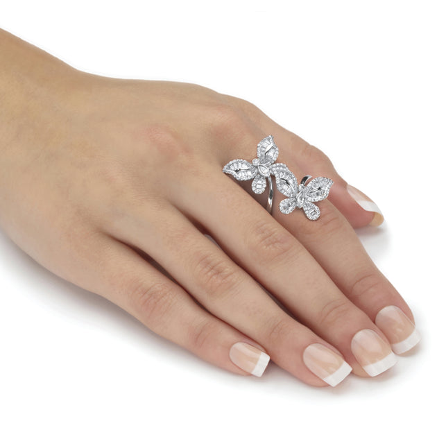 Palm 4.41 Cttw Cubic Zirconia Butterfly Wrap Cocktail Ring White US 8 4