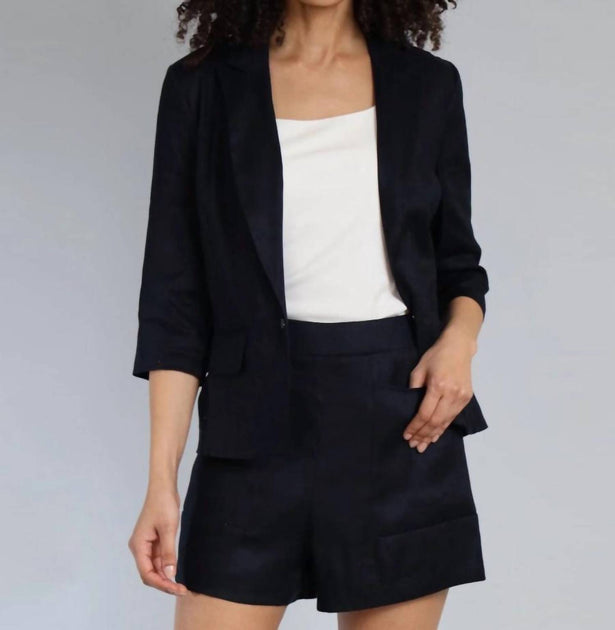 Lola & Sophie Stretch Linen Short Blue Medium 2
