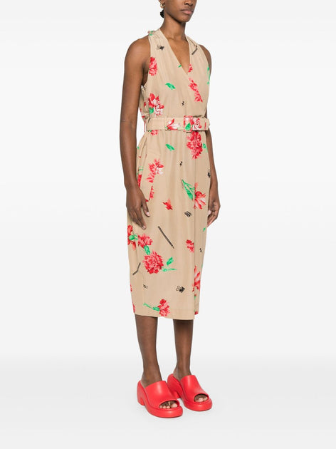 Moschino Floral Midi Dress Beige EU 40 4