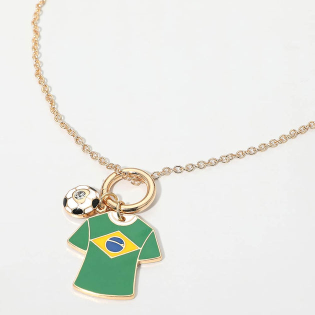 FASHNZFAB Brazil Soccer Ball Jersey Charm Toggle Pendant Necklace Multi One Size 3