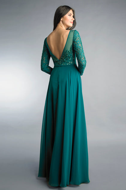 BASIX BLACK LABEL Long Sleeve Evening Gown Blue US 4 3