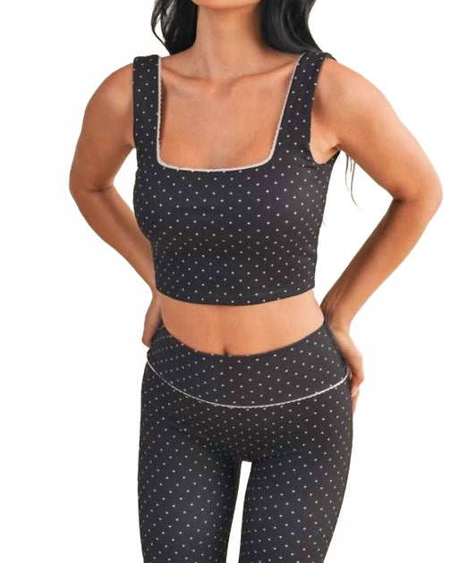 Kimberly C Polka Dot Print Crop Tank Bleu Medium 2