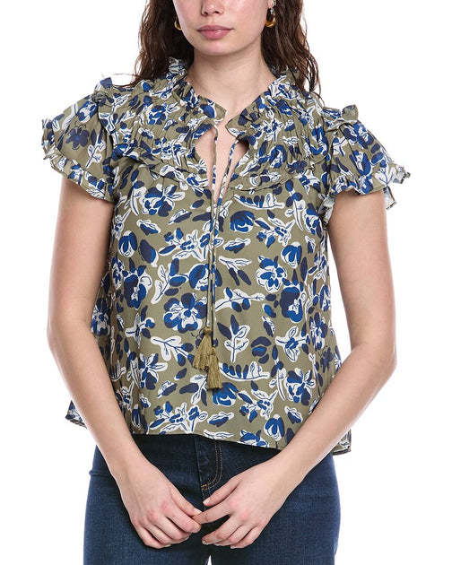 Sail to Sable Flutter Sleeve Top Green Medium 2