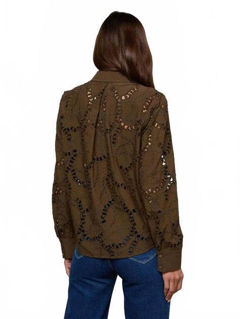L'Agence Ellery Eyelet Bluse Grün Large 3