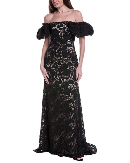 Rene Ruiz Floral Embroidered Gown Black US 2 2