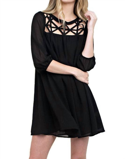 KORI Lattice Baby Doll Dress Black Medium 2