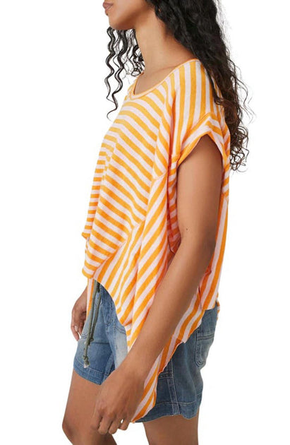 Free People Striped Angel Tee Pink XSmall 3