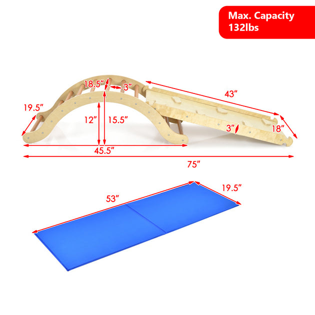 Hivvago 3-in-1 Wooden Climbing Structure Yellow/Natural 5