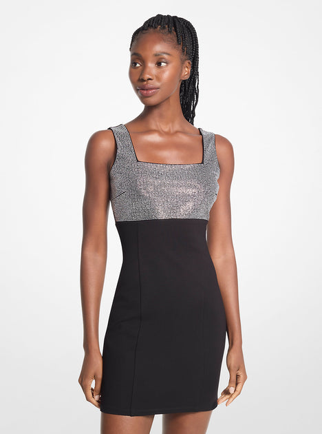 Michael Kors Embellished Stretch Viscose Mini Dress Black XLarge 2