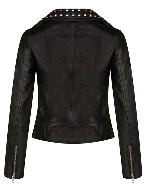 Infinity Womens Gothic Biker Leather Jacket Black 4XLarge 4