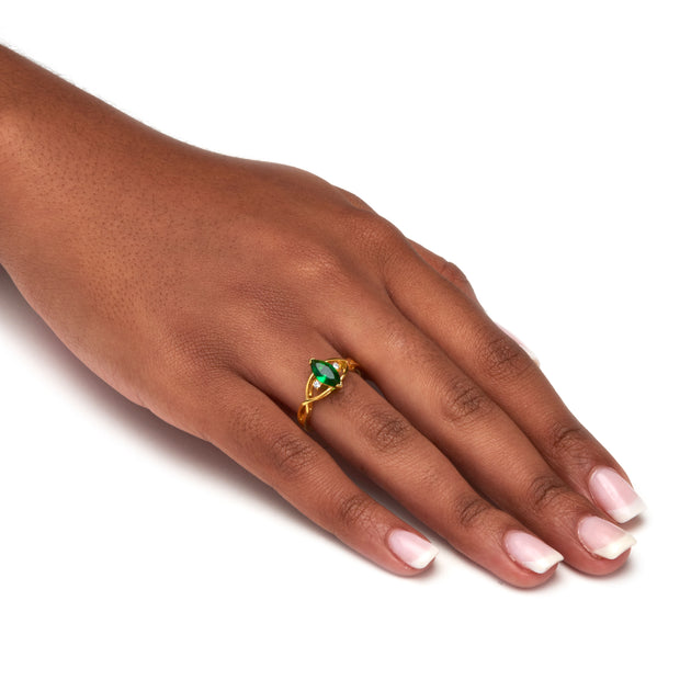Palm Marquise Simulated Birthstone Gold-plated Ring Multi US 6 4