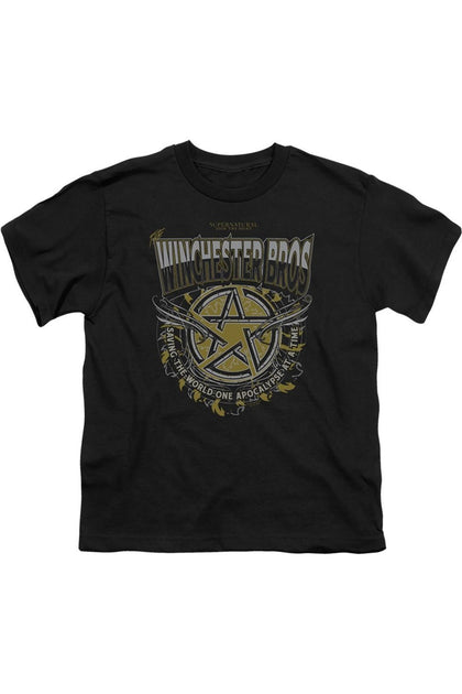 Gildan Supernatural Winchester Bros Youth Tee Black Medium 2