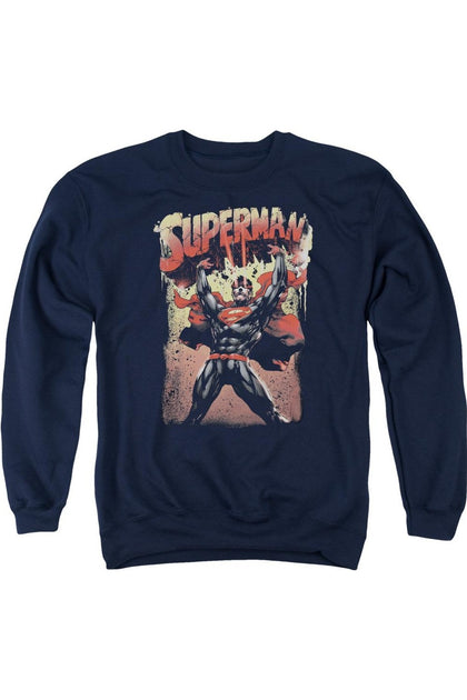 Gildan Superman Lift Up Crewneck Sweatshirt Blue Large 2