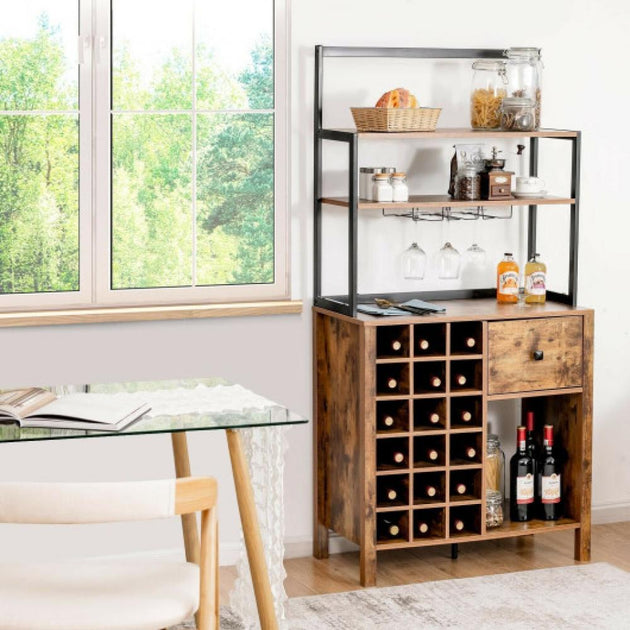 Hivvago Kitchen Bakers Rack Rustic Brown 2