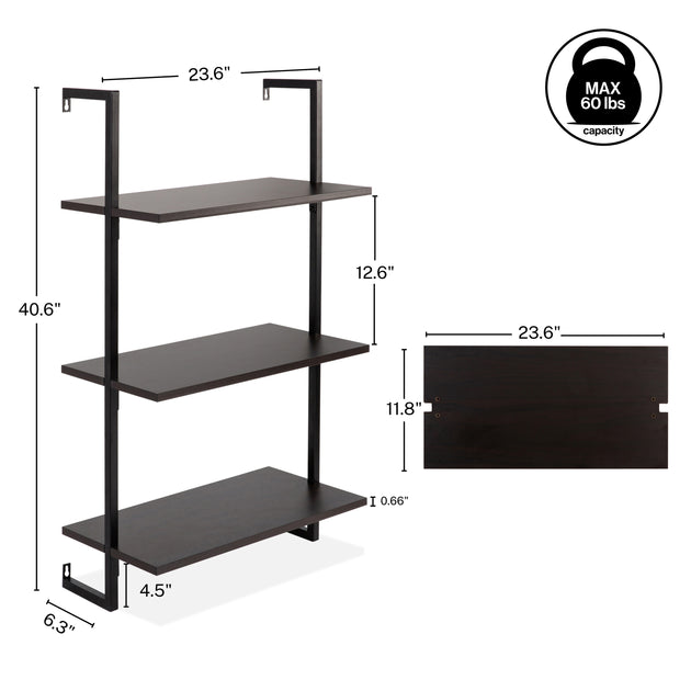 happimess Madera Classic Wall-Mounted Ladder Bookcase Brown 4