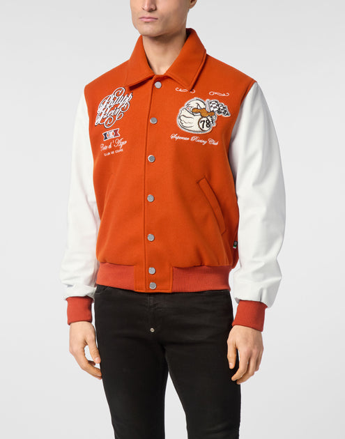 Philipp Plein Coster College Bomber Jacket Orange Large 4