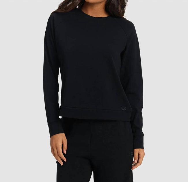 Cozy Earth Bamboo Pullover Crew Tee Black Medium 2