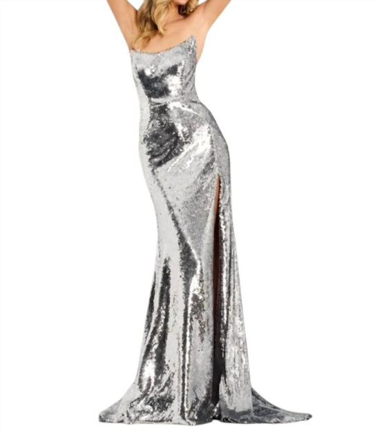 Jovani Ally Long Formal Dress Silver US 6 2
