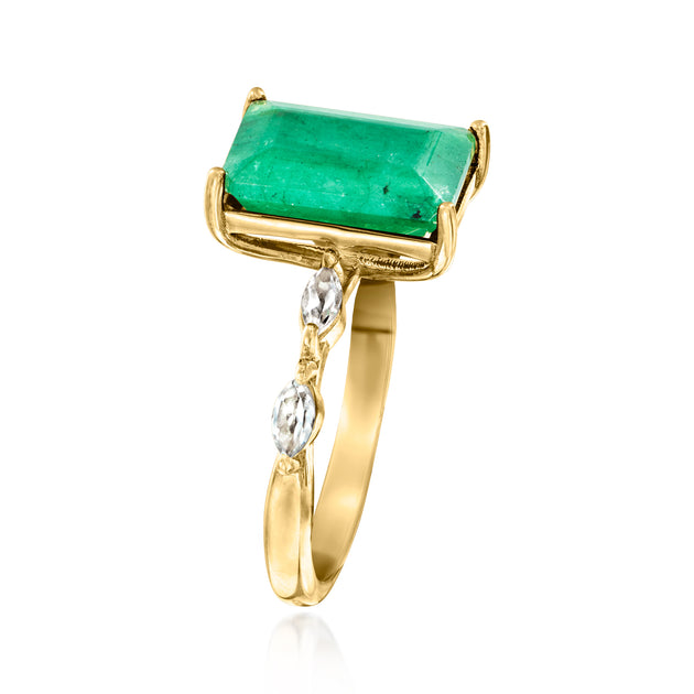 Ross-Simons Emerald White Topaz Ring Green US 5 5