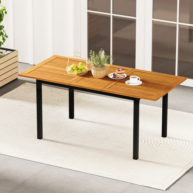 Hivvago Extendable Solid Wood Dining Table Natural 4