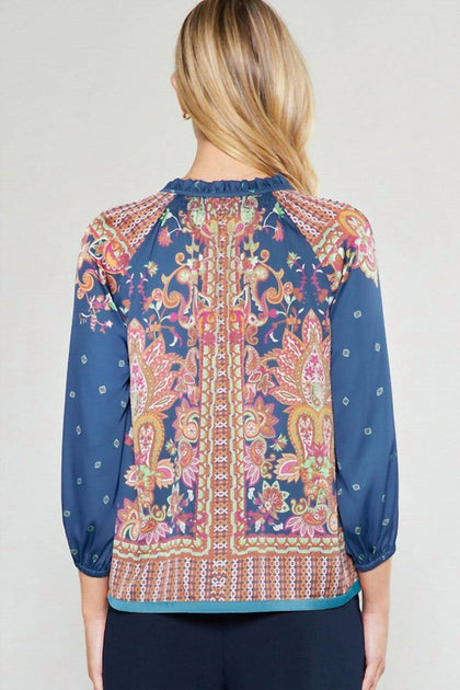 Current Air Paisley 3/4 Sleeve Blouse Multi Small 4