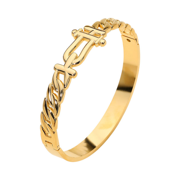 FASHNZFAB Sculptural Interlock Hinged Bangle Gold Silver One Size 4