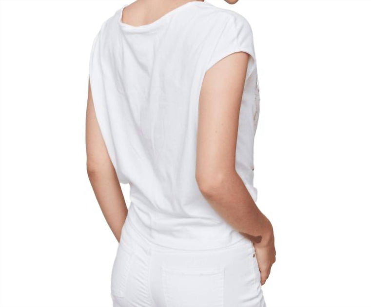 CHARLIE B Cap Sleeve Front Knot Top White XL 3
