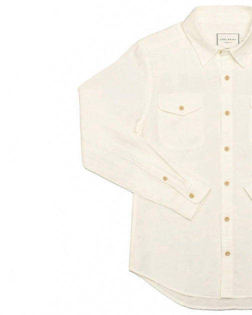 Long Wharf Supply Co. Seawell Linen Work Shirt White Small 3