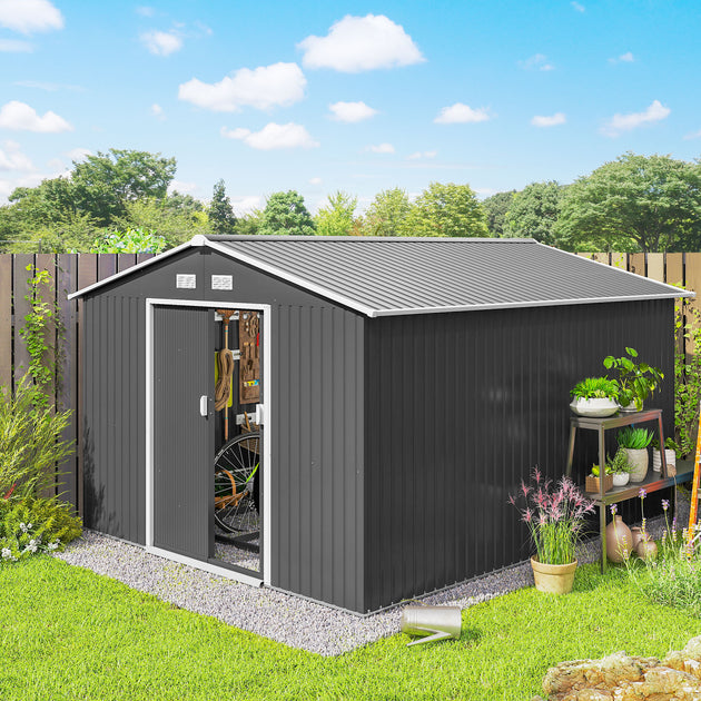 Hivvago Backyard Storage Shed Dark Gray 11' x 9' 4