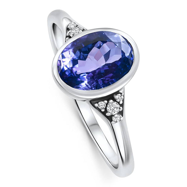 Pompeii3 Tanzanite Diamond Ring White Gold US 4.5 4
