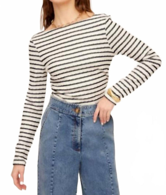 Fifteen Twenty Michele Stripe Side Shirred Top Beige Small 3