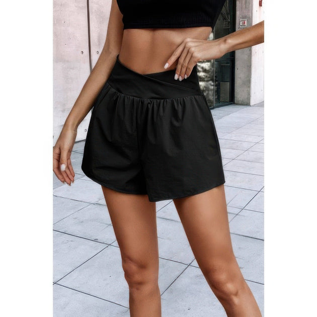 TRUEDAMES Solid High Waist Active Shorts Purple Small 3