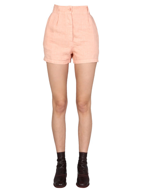 Aspesi Wide-Leg Linen Shorts Pink EU 36 2