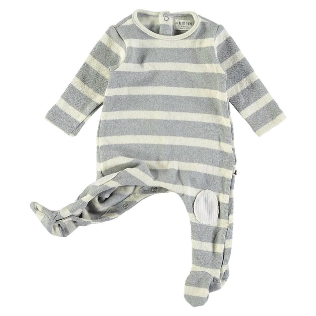 Petit Indi Babys Striped Onesie Grey 6-9 Months 3