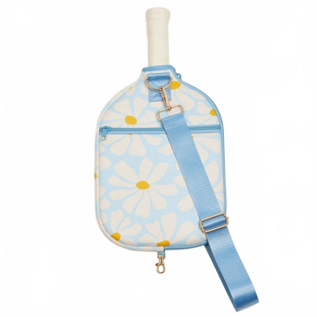 Stone & Stitch Abstract Daisy Floral Neoprene Pickleball Paddle Bag Blue 5