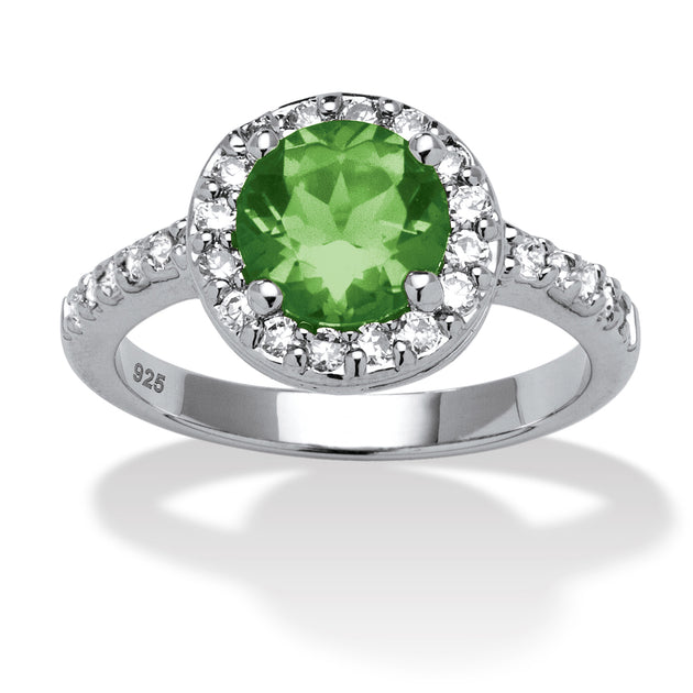 Palm Simulated Birthstone Silver Ring US 8 2