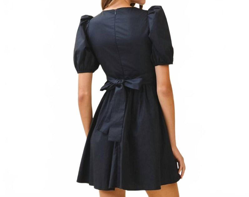 TCEC Scalloped V Neck Puff Sleeve Dress Black Large 3
