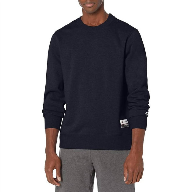 Champion Sueded Fleece Pullover Crew Neck Sweatshirt Blue Medium 2