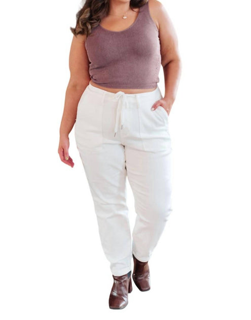 Judy Blue High Rise Contrast Thread Jogger White US 16W 2