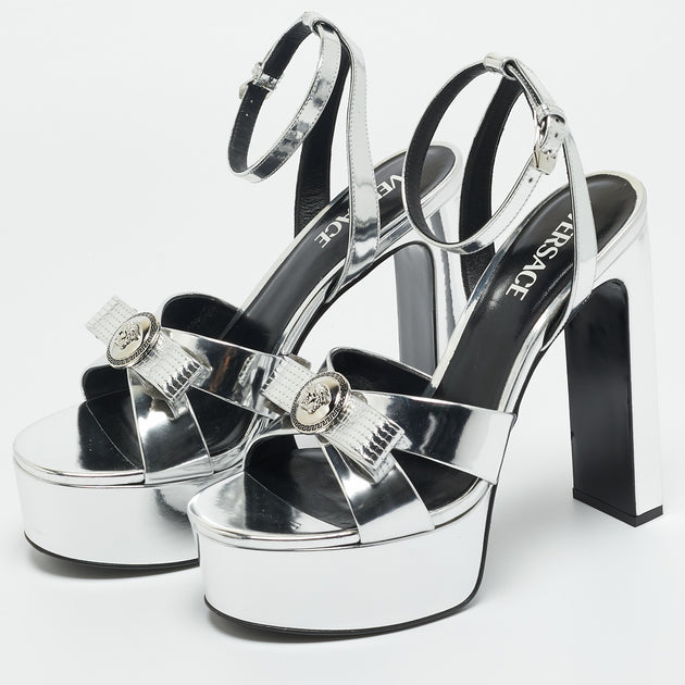 Versace Ankle Strap Platform Sandals Silver EU 40 3