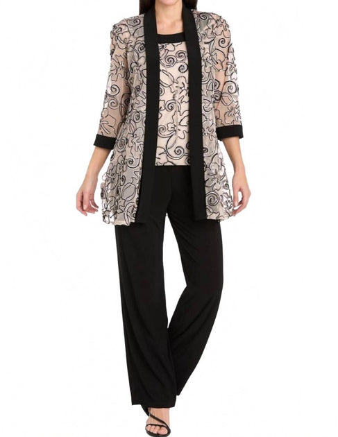 R & M Richards Two-Piece Pant Set Black US 6 2