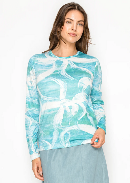 Yal New York Turquoise Printed Tee Blue XSmall 2