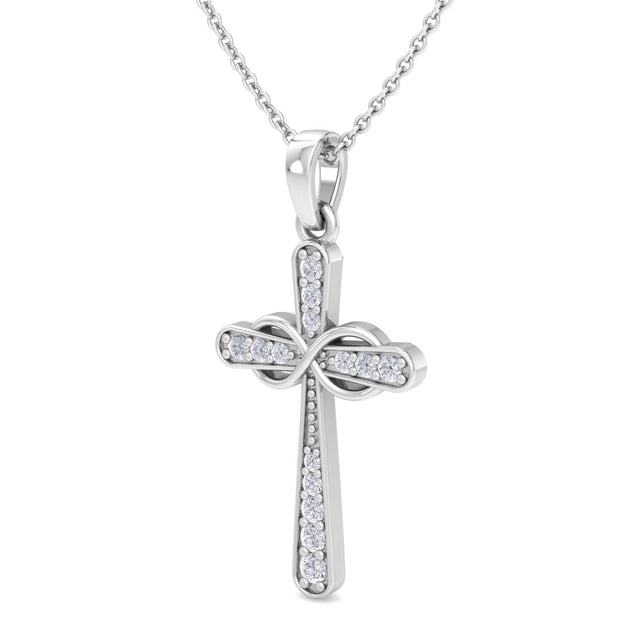 SuperJeweler ThyDiamond Diamond Cross Necklace Silver One Size 4