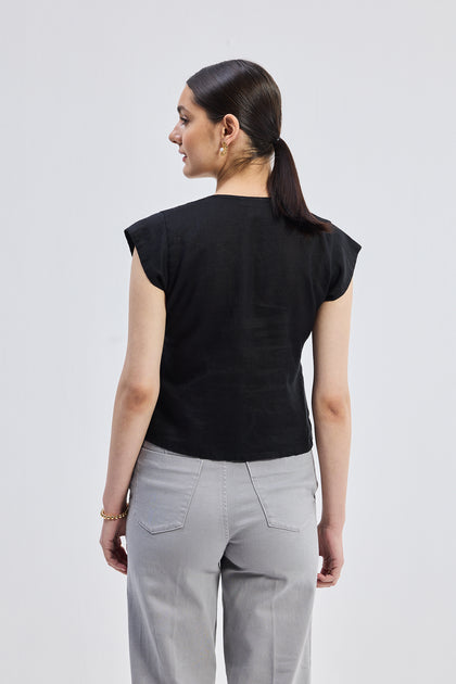 Reistor Deep V-neck Top Black XXLarge 3