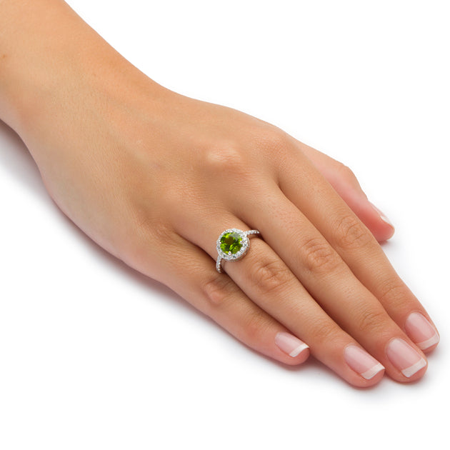 Palm Simulated Birthstone Silver Ring US 8 4